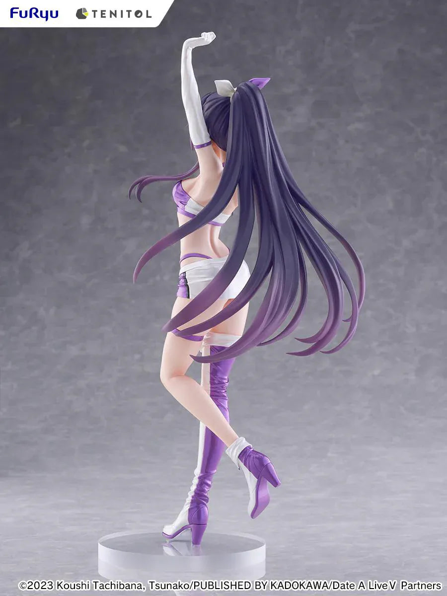 Date A Live V Tenitol Tall Tohka Yatogami Race Queen Ver. Figure featuring Tohka with long purple hair, white-and-purple race queen outfit, sunglasses, and matching boots.
