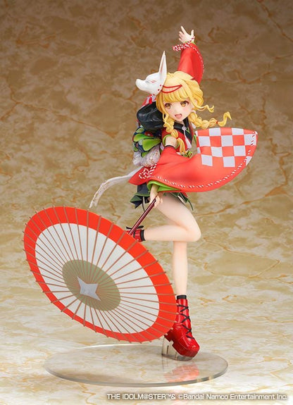 Gakuen iDOLM@STER Kotone Fujita Kamurogiku Ver. 1/7 scale figure wearing a red traditional outfit with a fox mask and wagasa umbrella.