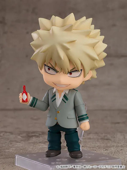 My Hero Academia Nendoroid Katsuki Bakugo U.A. School Uniform Ver. Figure Rerelease with blonde spiky hair, school uniform, backpack, and intense expression