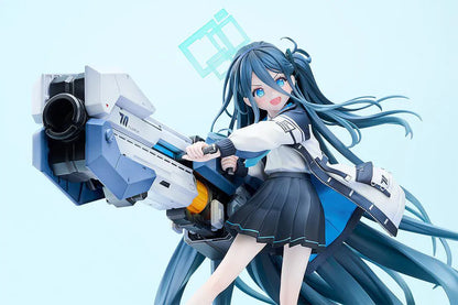 Blue Archive Aris Awaken Supernova 1/7 Scale Figure with futuristic weapon, blue hair, halo, and dynamic action pose