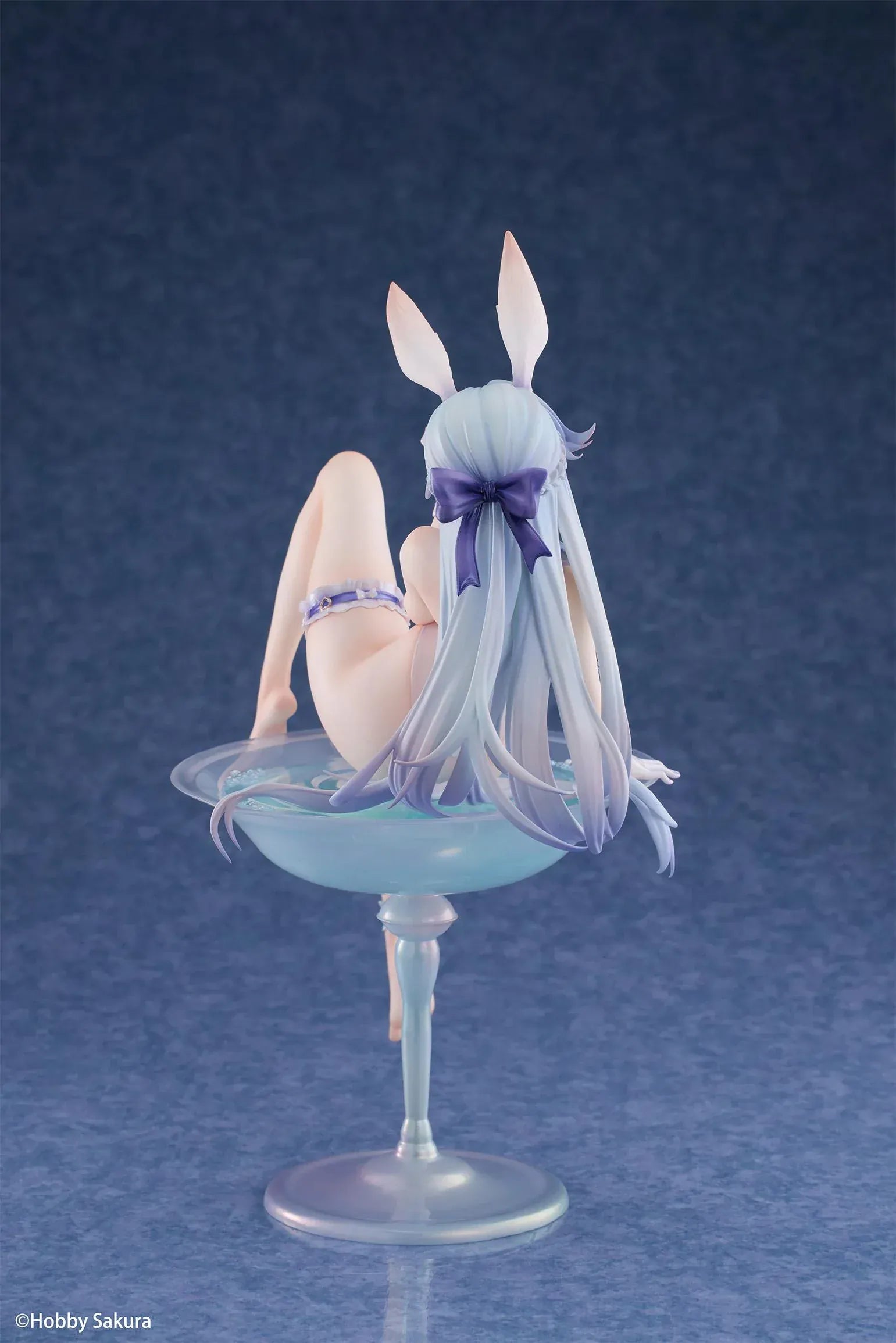 Cocktail Glass Bunny Deluxe Edition 1/6 scale figure by Hobby Sakura featuring bunny girl reclining in translucent cocktail glass with bonus wall scroll