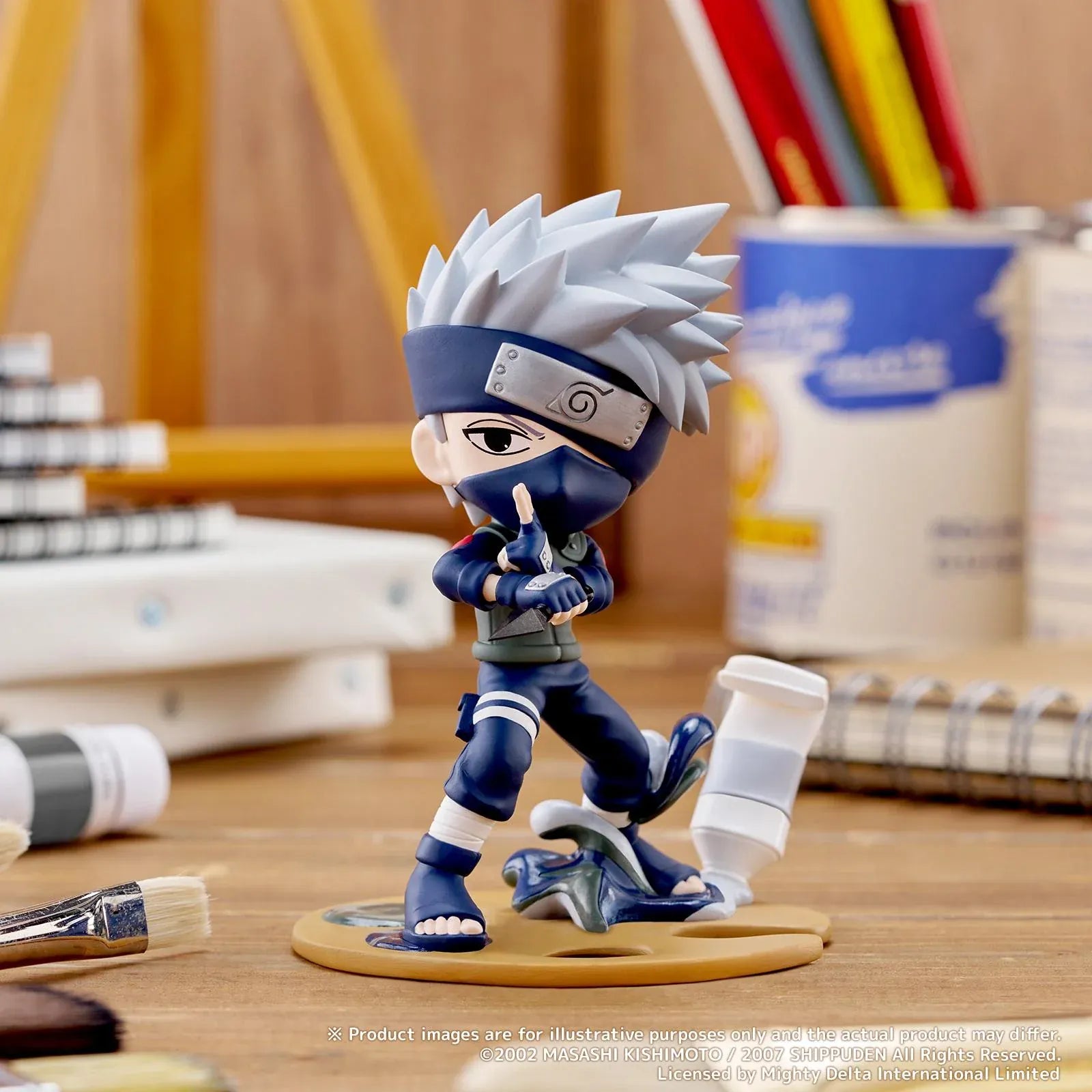 Naruto Shippuden PalVerse Pale Kakashi Hatake Figure in ninja outfit with paint-themed display base