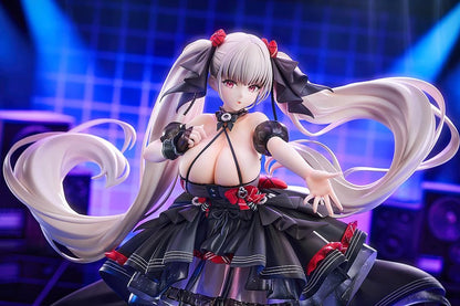 Azur Lane Formidable μ Equipment 1/7 scale figure in black and red idol-style dress with long twin tails standing on themed base