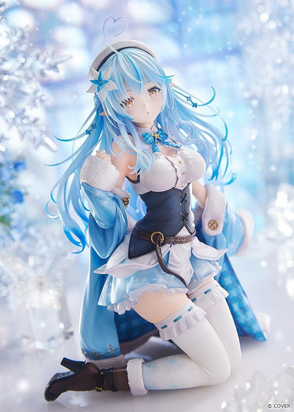 Hololive Yukihana Lamy 1/6 scale figure kneeling with long blue hair and winter themed outfit