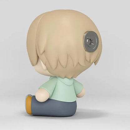 Takashi Natsume Huggy Good Smile figure seated in a mint-green shirt, dark pants, and gray shoes.