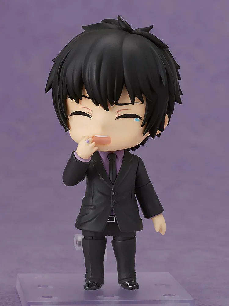 REBORN Nendoroid Kyoya Hibari Ten Years Later Ver figure featuring Hibari in a black suit with crossed arms and serious expression