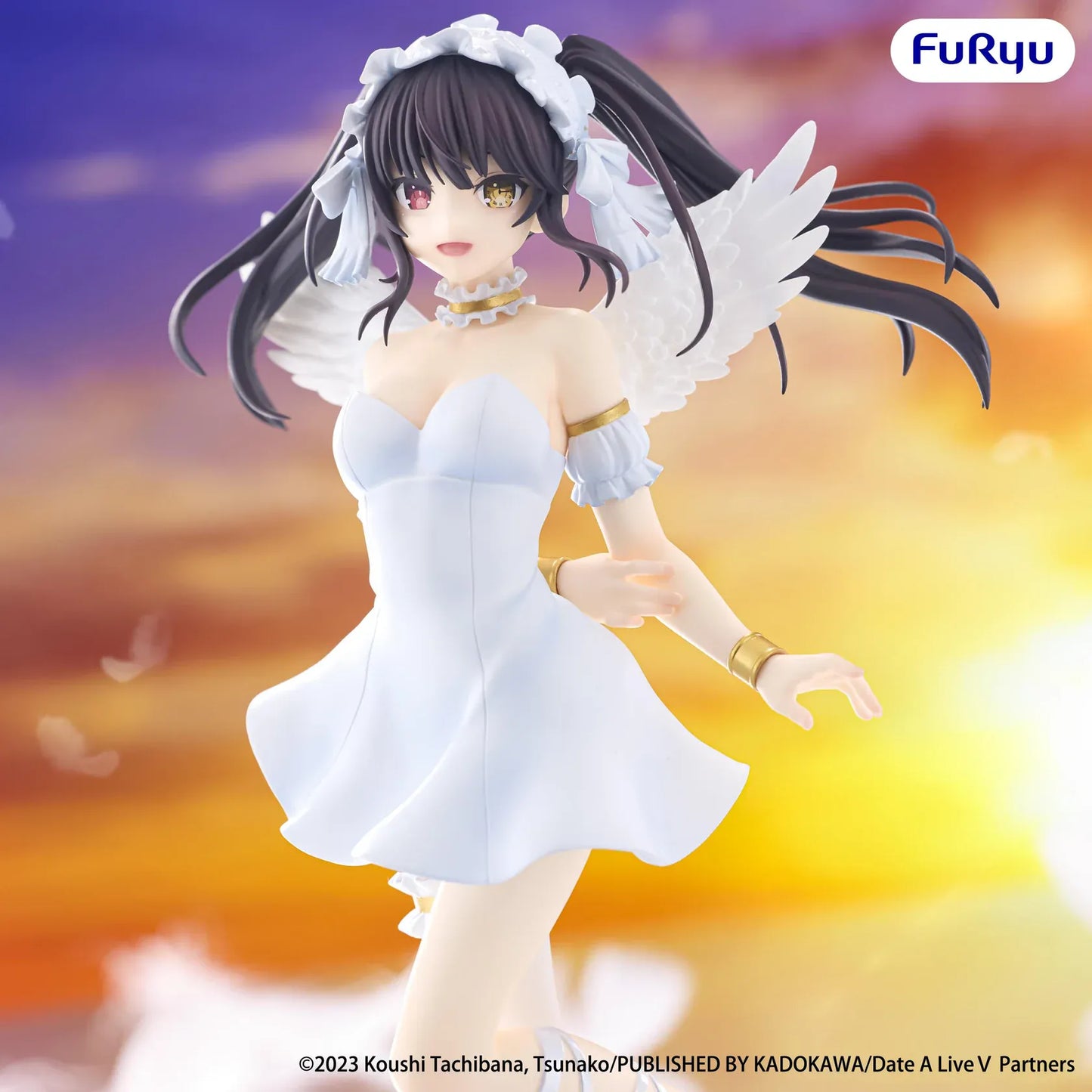 Date A Live V BiCute Pure Kurumi Tokisaki Figure wearing a white dress with wing details and twin-tail hairstyle