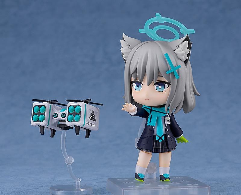 Blue Archive Shiroko Sunaookami Nendoroid rerelease figure with halo accessory, tactical outfit, and weapon parts