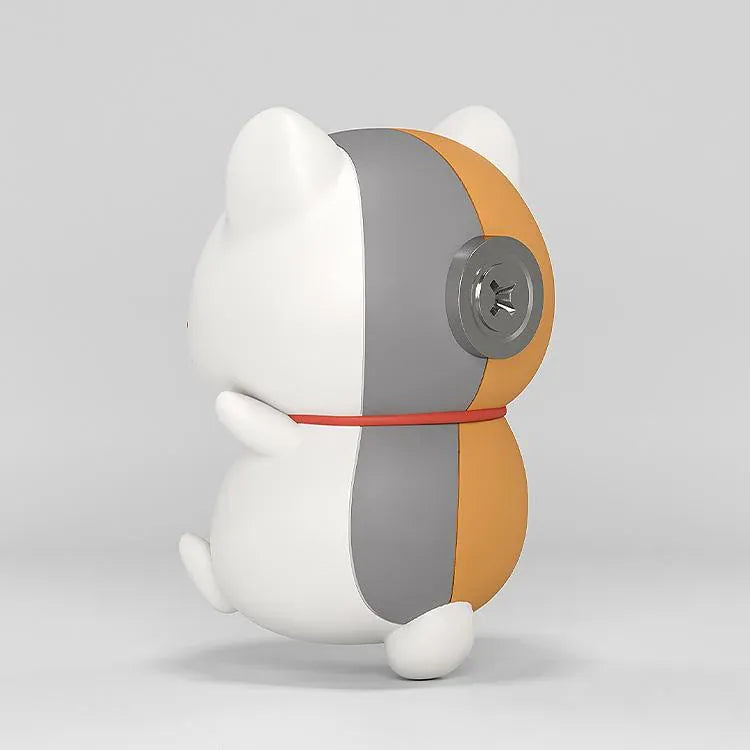 Nyanko Sensei Huggy Good Smile figure with a white body, colorful head markings, red collar, and golden bell.