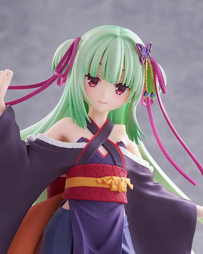 Senkoi Manbana POP UP PARADE Murasame L Size Figure featuring Murasame with long mint-green hair, kimono-style outfit, flowing sleeves, and butterfly hair accessory.