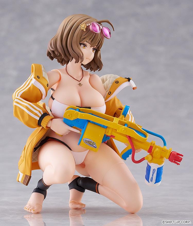 GODDESS OF VICTORY NIKKE figma Anis Sparkling Summer figure wearing swimsuit and yellow jacket with colorful water gun