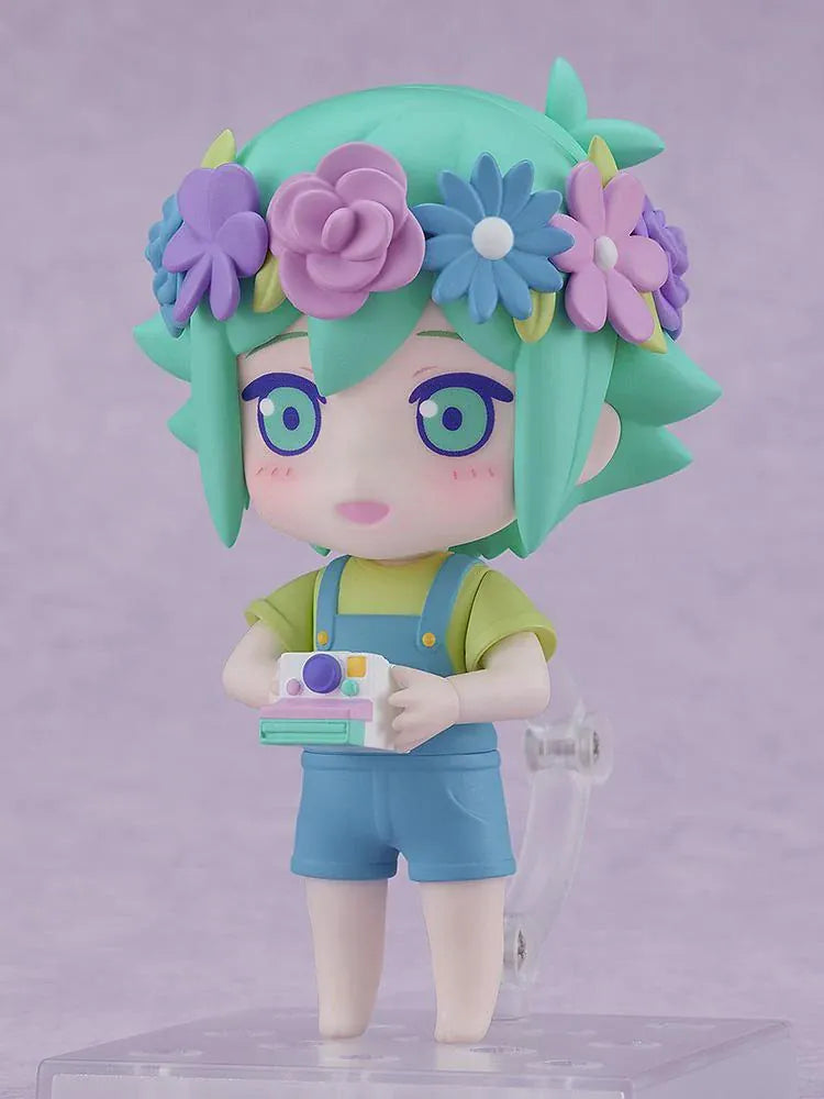 OMORI Nendoroid Basil Figure rerelease with green hair colorful flower crown and blue overalls