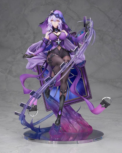 Honkai Star Rail Black Swan 1/7 Scale Figure featuring Black Swan with flowing lavender hair, purple outfit, tarot-inspired effects, and crystal-style display base.