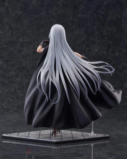 Kirie Kagarino 1/6 scale figure from Bishoujo Mangekyou featuring flowing red cape, black outfit, and silver hair on display base