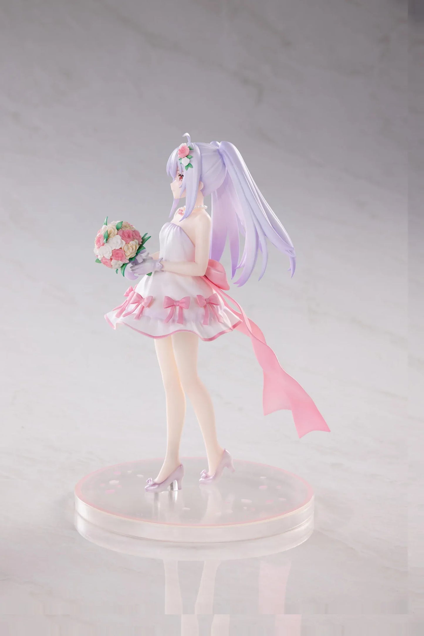 Plastic Memories Isla Wedding Dress Ver. 1/7 Scale Figure wearing a white and pink bridal gown while holding a rose bouquet