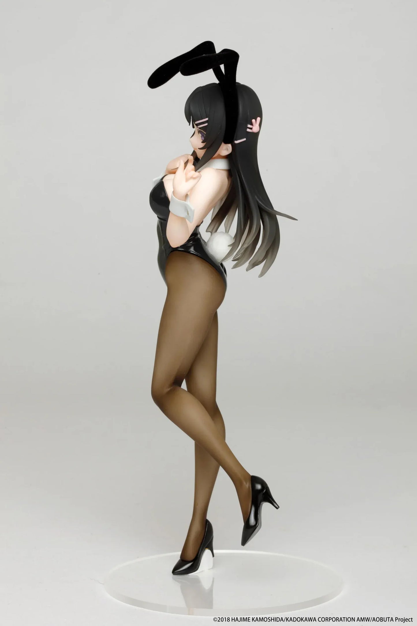 Rascal Does Not Dream of Bunny Girl Senpai Mai Sakurajima Bunny Ver. Coreful Figure Rerelease featuring Mai in a black bunny outfit with bunny ears, tights, heels, and display base.