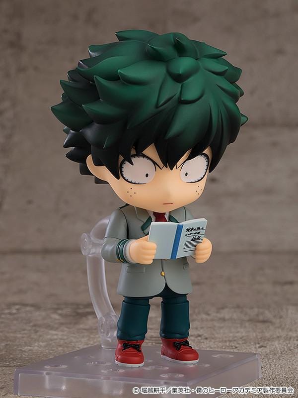 My Hero Academia Nendoroid Izuku Midoriya U.A. School Uniform Ver. Figure Rerelease with green hair, backpack straps, school uniform, and red shoes