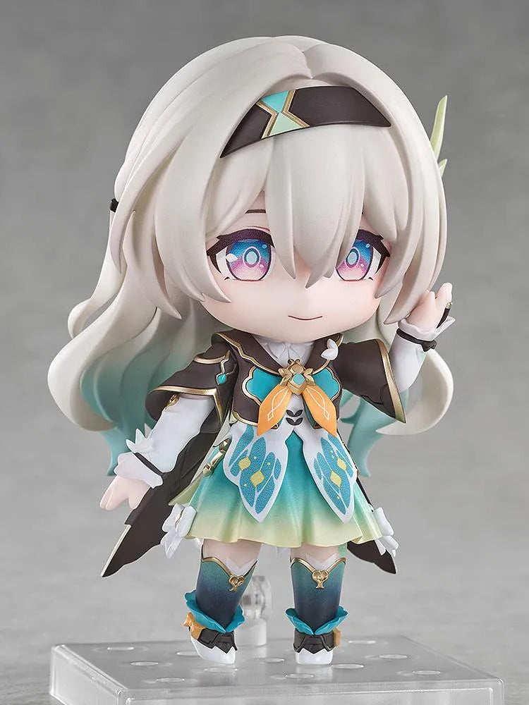 Honkai Star Rail Nendoroid Firefly Figure with teal white and gold outfit flowing hair and character accessory