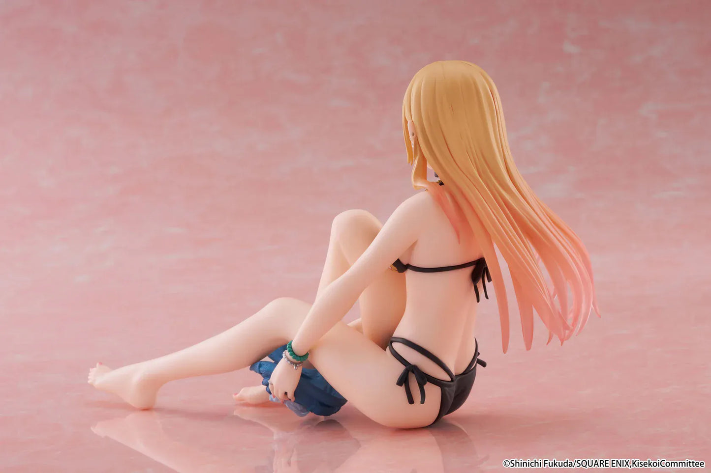 My Dress-Up Darling Desktop Cute Marin Kitagawa Measured Swimsuit Ver. Figure Reissue seated with blonde pink gradient hair