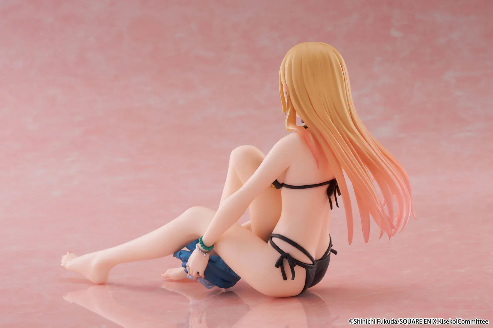 My Dress-Up Darling Desktop Cute Marin Kitagawa Measured Swimsuit Ver. Figure Reissue seated with blonde pink gradient hair