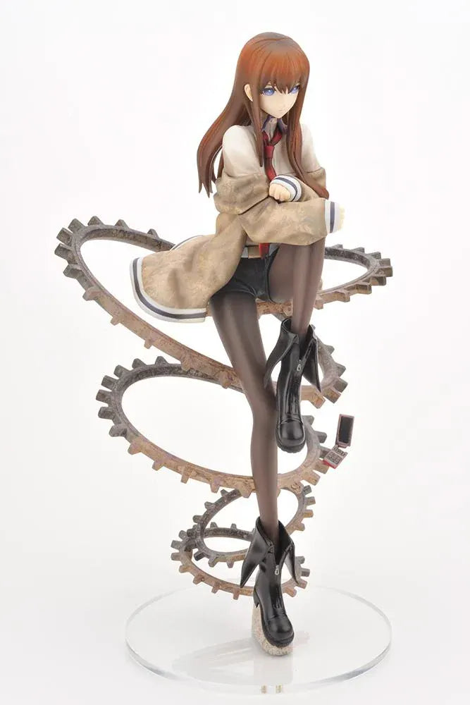 Steins Gate Kurisu Makise 1/8 Scale Figure posed with an intricate mechanical gear display