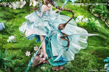 Arknights Amiya Blooms of Time Ver 1/7 scale figure featuring flowing teal dress and ornate crystalline staff.