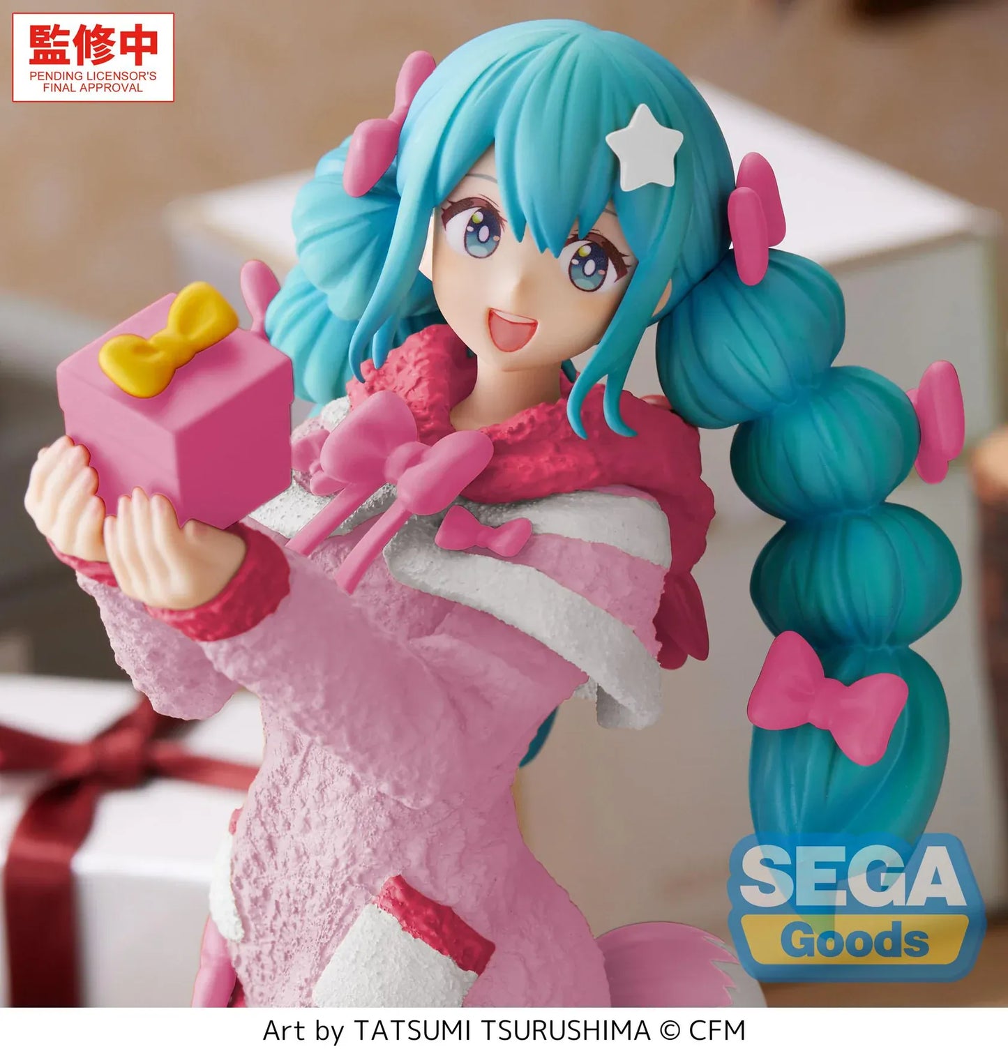 Vocaloid High Premium Figure Hatsune Miku Mokomoko Christmas Version anime figure holding a Christmas gift