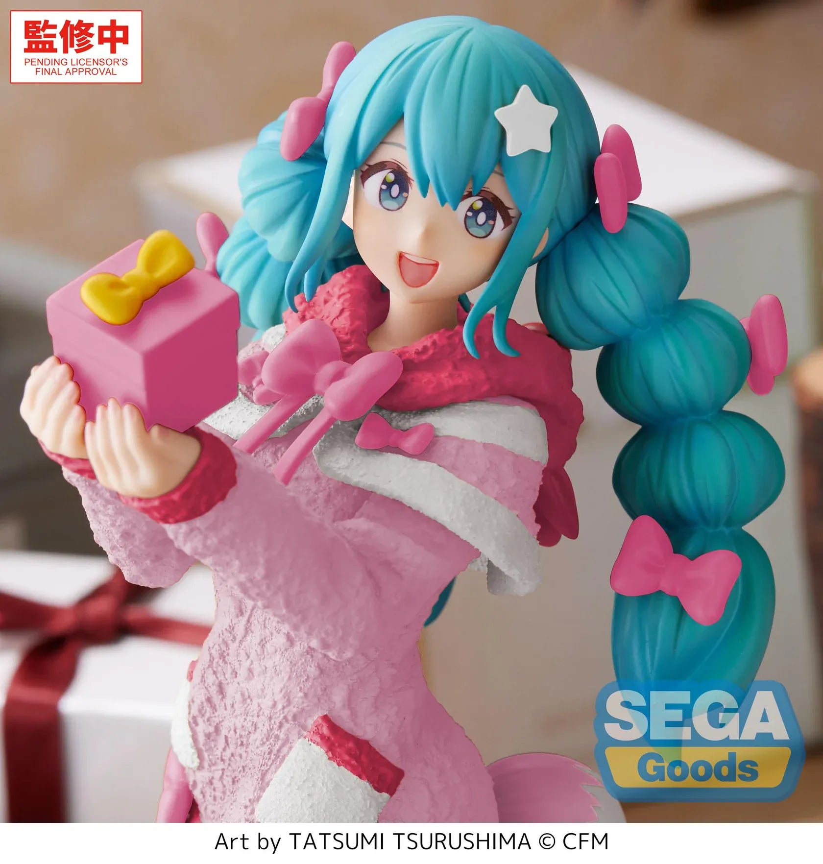 Vocaloid High Premium Figure Hatsune Miku Mokomoko Christmas Version anime figure holding a Christmas gift
