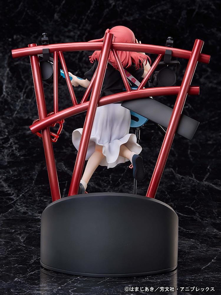 Bocchi the Rock Ikuyo Kita 1/7 Scale Figure performing with blue guitar on stage base with red lights and microphone