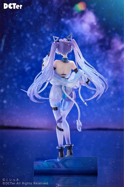 Star Sky Aila 1/7 scale figure featuring lavender twin tails, a futuristic blue bodysuit, helmet accessory, and custom sci-fi display base
