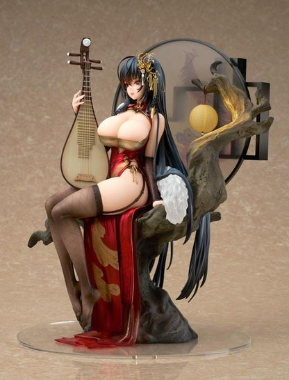 Azur Lane Taihou Phoenix's Spring Song Ver. 1/7 Scale Figure featuring Taihou seated in a red-and-gold outfit with long dark hair, ornate accessories, traditional instrument, and scenic display base.