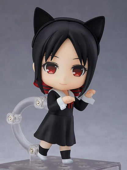 Kaguya-sama Love is War Nendoroid Kaguya Shinomiya figure rerelease featuring Kaguya in her black school uniform with red ribbon and chibi-style design