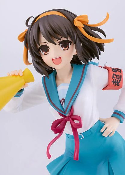 POP UP PARADE Haruhi Suzumiya L Size anime figure holding megaphone in North High school uniform by Good Smile Company