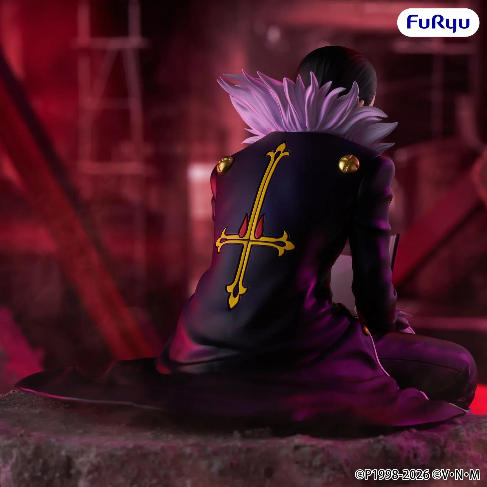 Hunter x Hunter Chrollo Lucilfer Vol 2 Noodle Stopper Figure seated with book in Phantom Troupe outfit