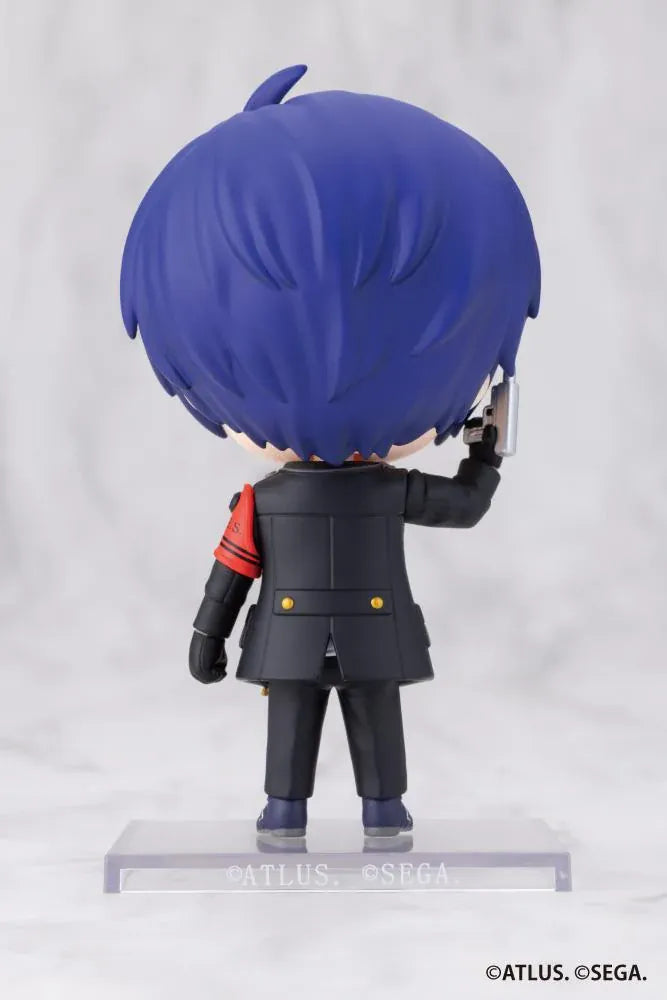 Persona 3 Reload Oshi Works Mini Hero Figure with blue hair, SEES uniform, headphones, and Evoker