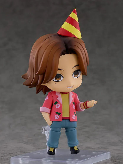 Mouthwashing Nendoroid Daisuke Figure with brown hair, pink floral shirt, yellow top, blue pants, and chibi-style pose