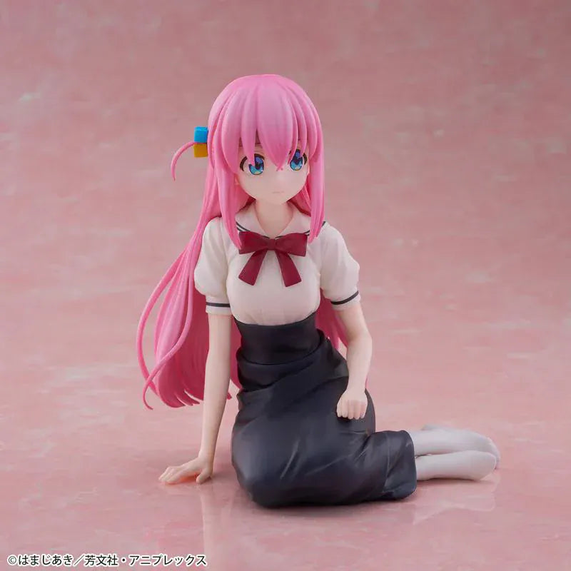Bocchi the Rock Hitori Gotoh Casual Wear Ver 1/6 scale figure kneeling in café outfit with long pink hair