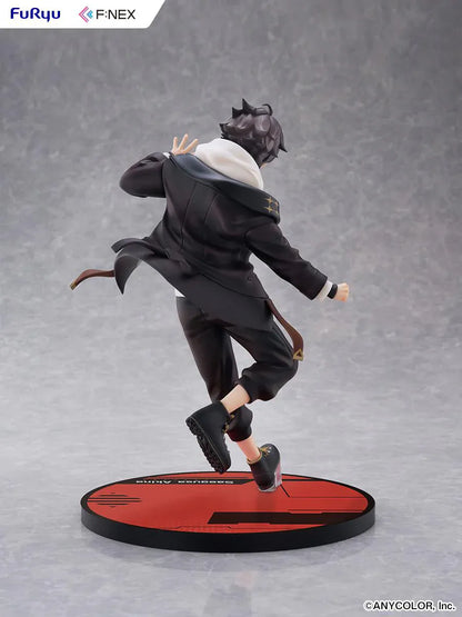 Nijisanji Saegusa Akina 1/7 Scale Figure with black jacket, white hoodie, red accent, dynamic pose, and character-themed display base