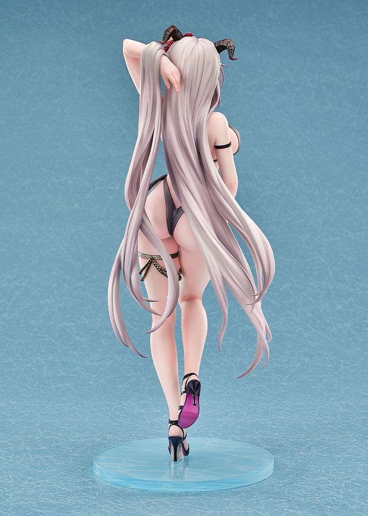 Azur Lane Agir Nightpool 1/6 Scale Figure featuring Agir with long silver hair, horn details, floral accessories, dark swimwear, and a water-inspired display base.