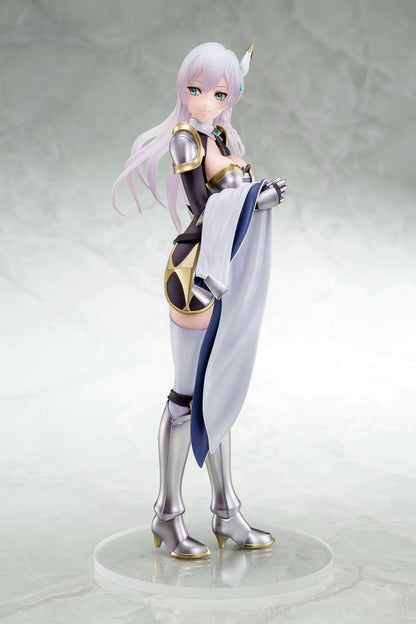 Old Country Bumpkin to Master Swordsman Allucia Citrus 1/6 Scale Figure with pale lavender hair, silver armor, sword accessory, cape, and clear display base