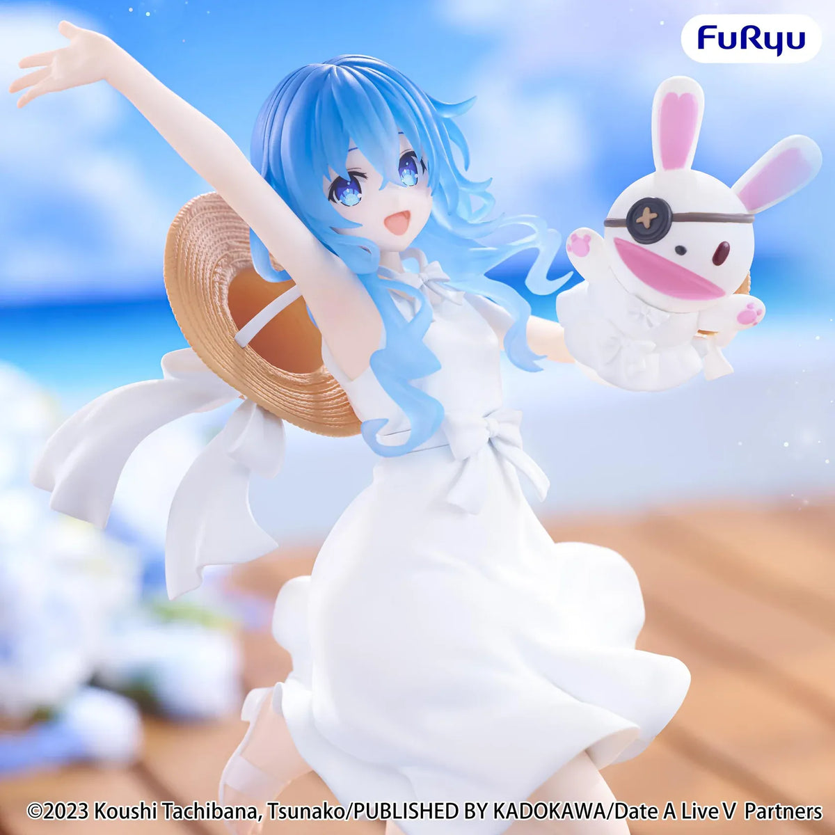 Date A Live V Yoshino Summer Dress figure wearing a flowing white dress while holding Yoshinon