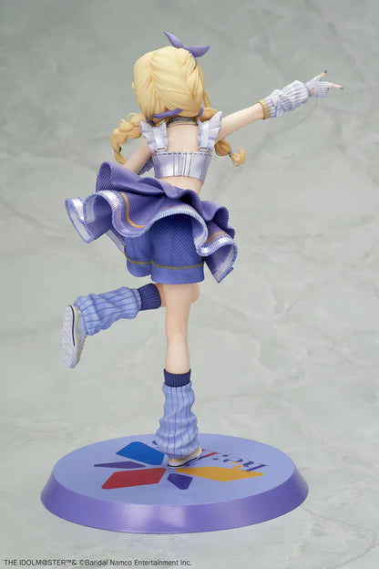 The Idolmaster Gakuen Kotone Fujita Re;IRIS Ver. 1/7 Scale Figure featuring Kotone with blonde twin braids, purple idol outfit, leg warmers, and themed display base.