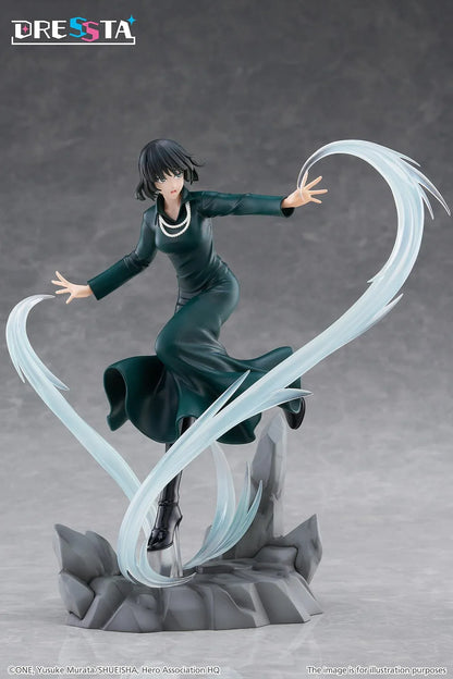 Hellish Blizzard Dressta figure in a flowing dark green dress surrounded by translucent psychic energy effects on a rocky base.