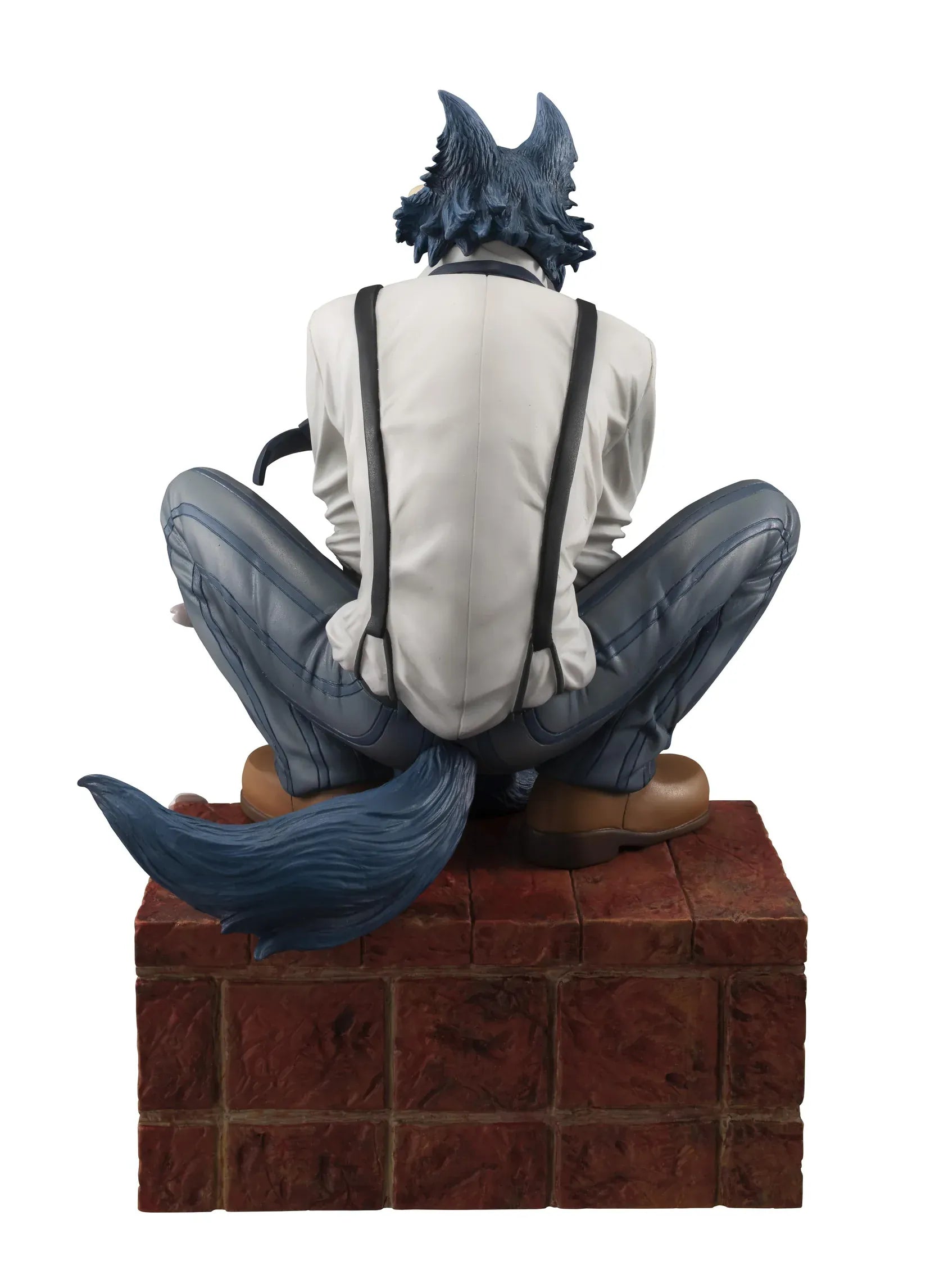 Legoshi Beastars figure rerun seated on brick base with detailed fur and casual outfit