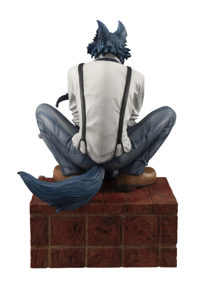 Legoshi Beastars figure rerun seated on brick base with detailed fur and casual outfit