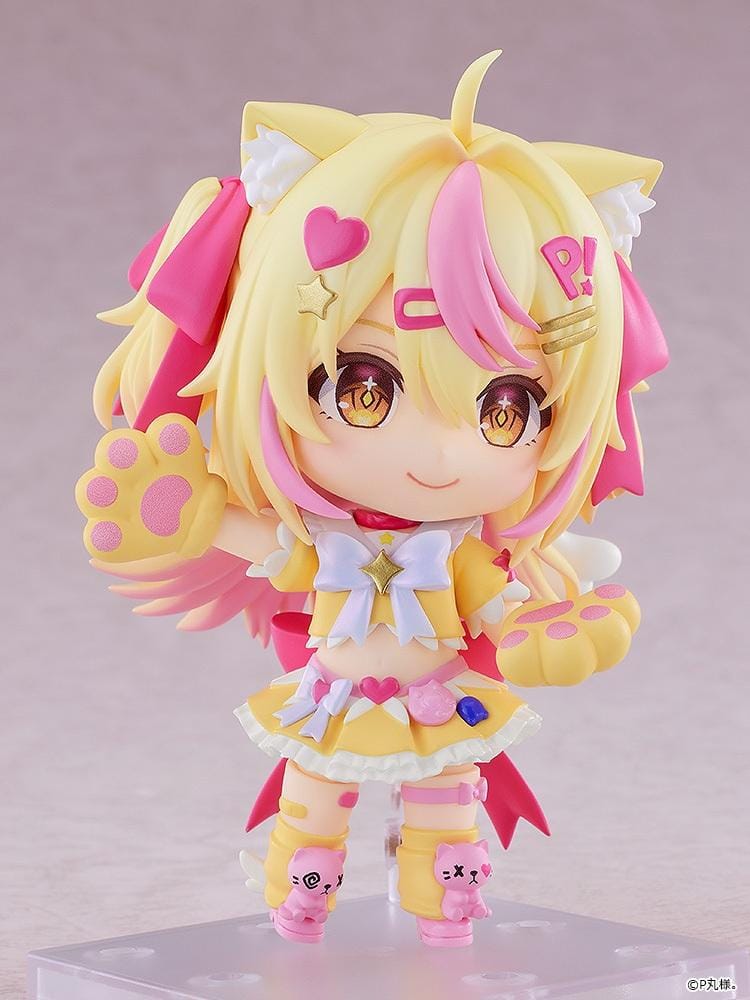 Pmarusama Nendoroid Pmarusama Figure featuring a blonde-haired character with pink highlights, golden eyes, animal ears, a yellow and pink outfit, oversized paw-shaped gloves, and matching character-themed boots.