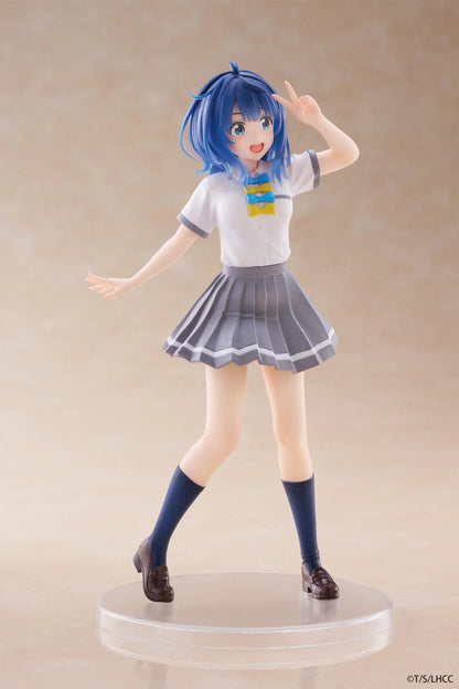 Too Many Losing Heroines Anna Yanami Coreful Figure with blue hair, school uniform outfit, peace sign pose, pleated skirt, and clear display base