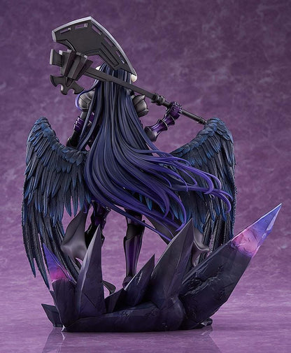 Albedo Hermes Trismegistus Ver. 1/7 scale figure in purple and silver armor, with dark feathered wings, a large black weapon, and a purple crystal base.
