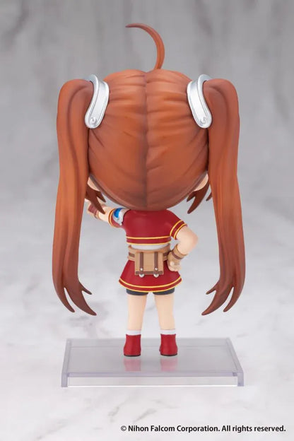 Trails in the Sky Oshi Works Mini Estelle Bright figure with brown twin ponytails, a red outfit, winking smile, and an outstretched peace sign.