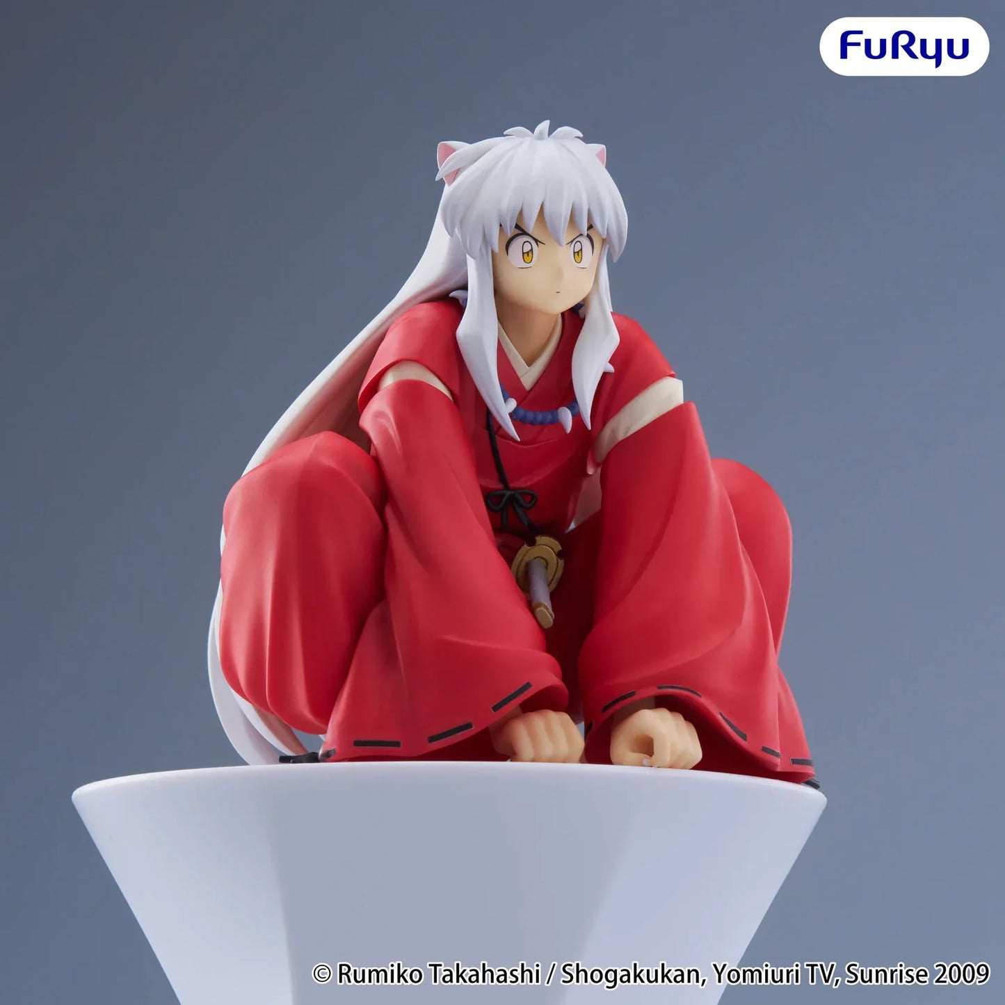 InuYasha Inuyasha Vol. 2 Noodle Stopper Figure featuring Inuyasha in his red robe with silver hair and dog ears seated on a display bowl.